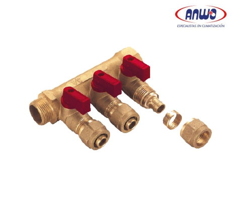 COLECT DZR 3/4*3V C/VALV ROJA PEX 16